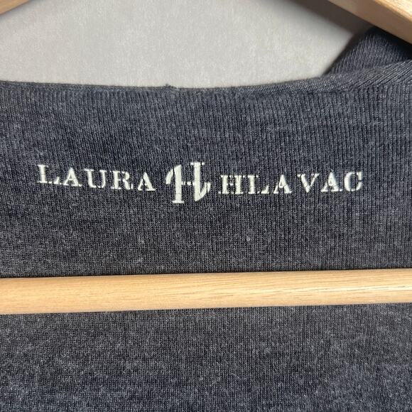 Laura Hlavac Ruffle Duster Sweater Cardigan Long Tie front jacket Women L - Picture 2 of 7